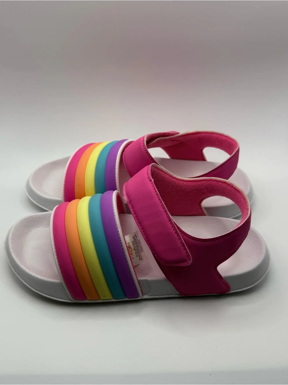 Gymboree Rainbow Slides Pink Little Girls Size 2 Strap Slip On Sandals VGUC